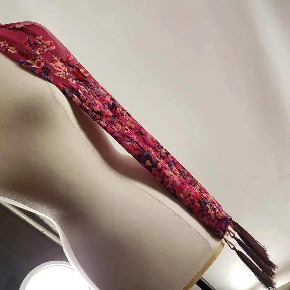 Collection 18 Unisex Scarf NEW Multicolor Floral Print Cherry Blazer Tassels